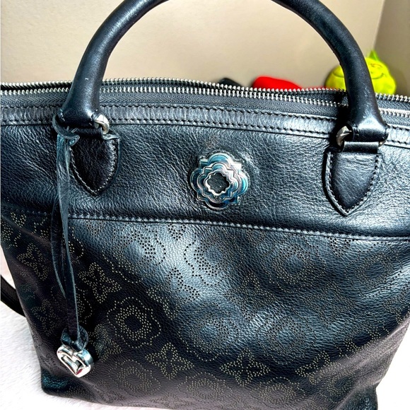 Brighton Octavia Perforated 2 Toned MG Medium Satchel Leather Handbag Toto - Picture 5 of 16